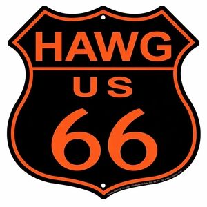 New "HAWG US 66" Motorcycle Route Shield Garage Metal Sign – 12" H × 12" W